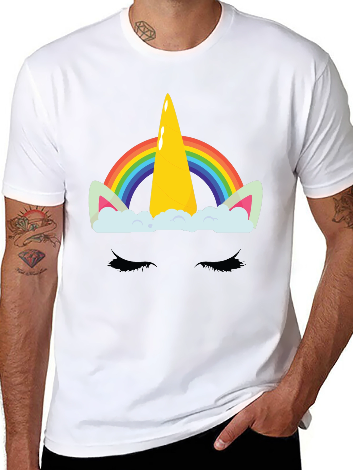 Camiseta Negra Unicornio Arcoíris
