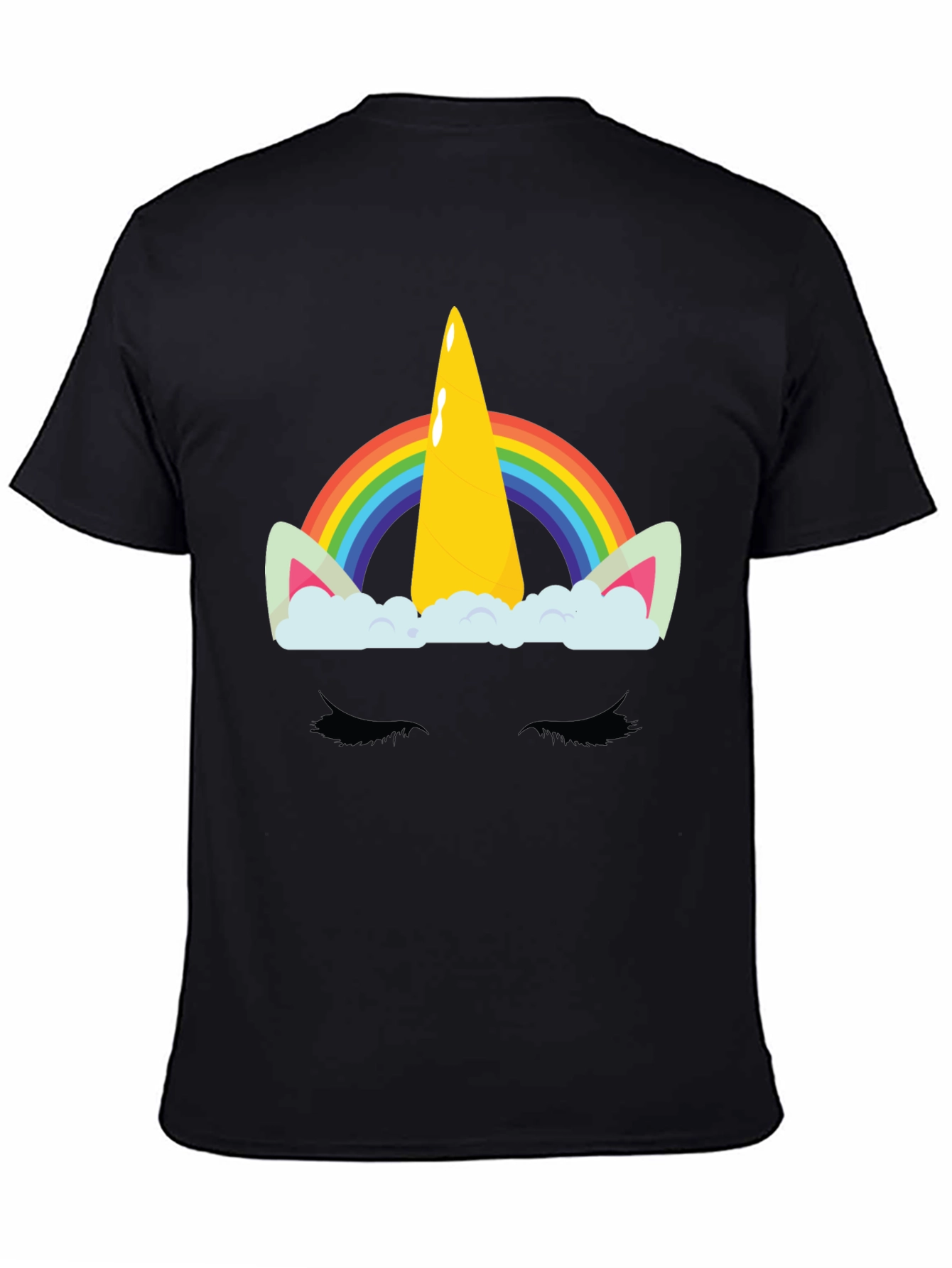 Camiseta Negra Unicornio Arcoíris