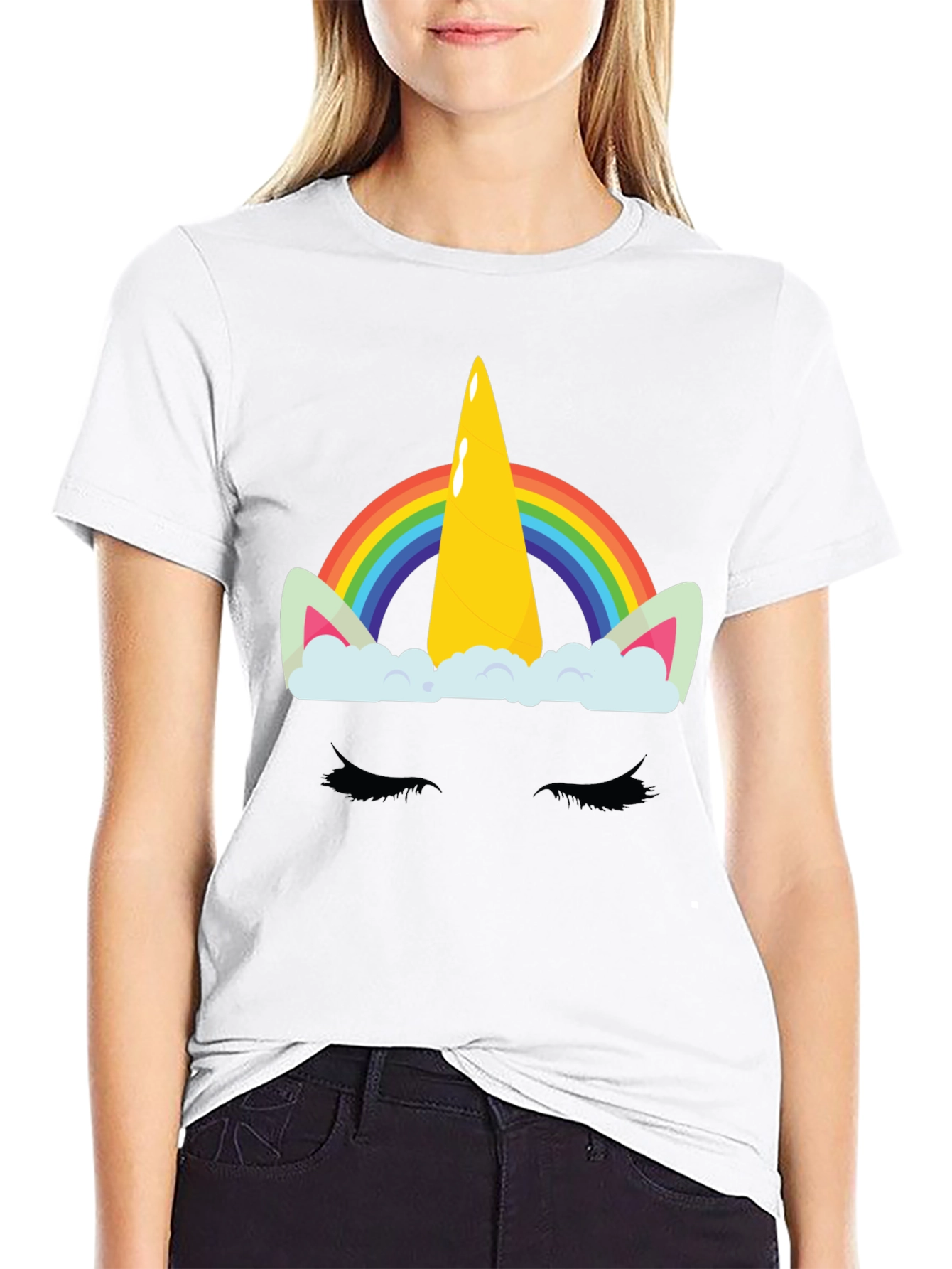 Camiseta Negra Unicornio Arcoíris
