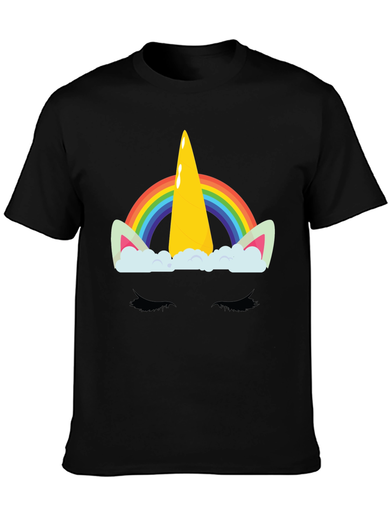 Camiseta Negra Unicornio Arcoíris