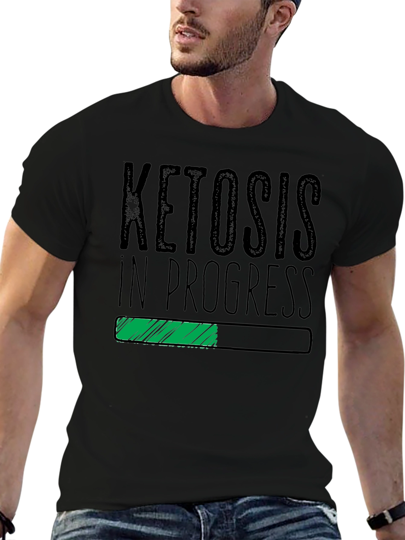 Camiseta Hombre Negra Ketosis In Progress