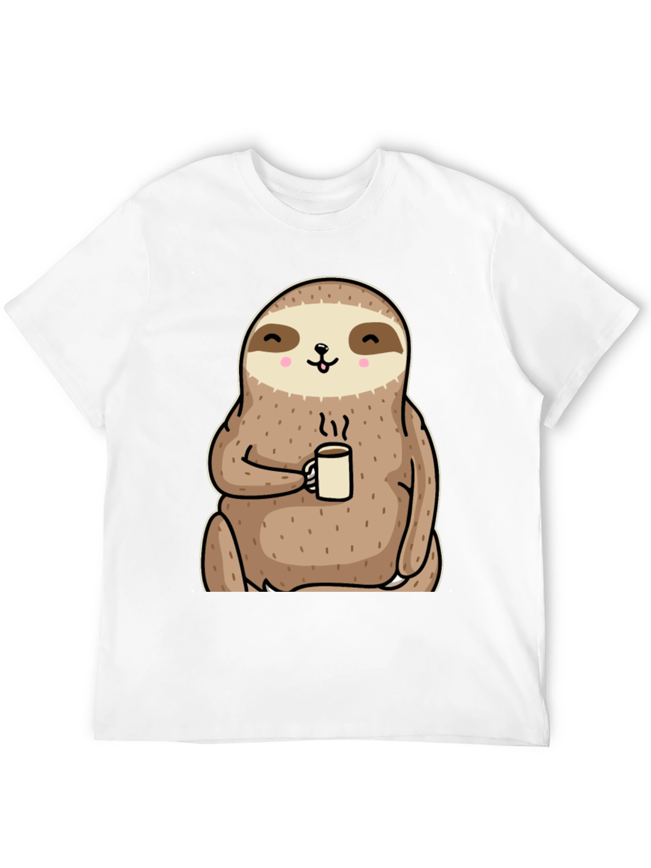Camiseta con diseño de perezoso tomando café