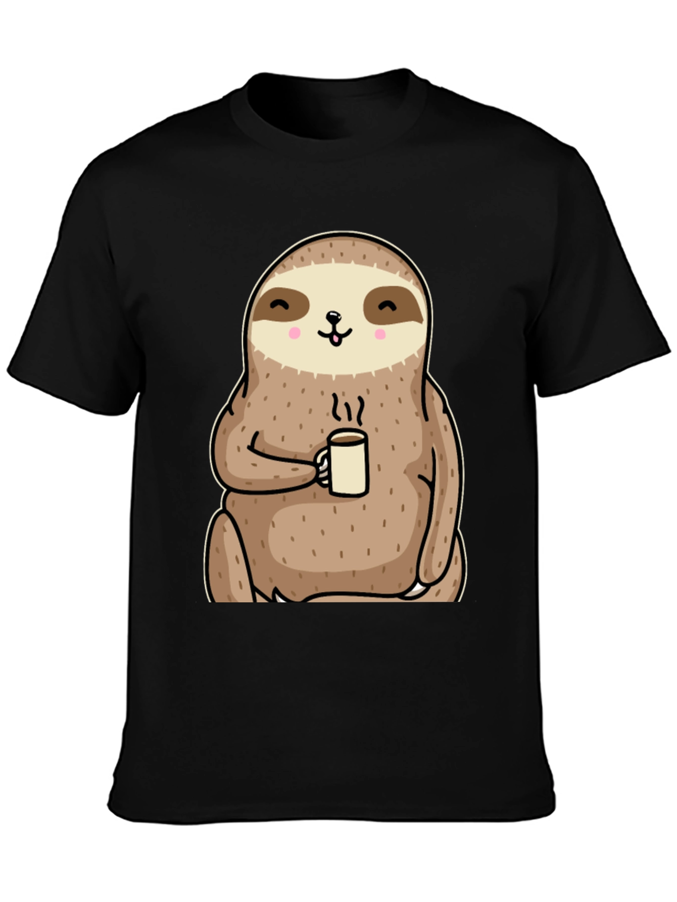Camiseta con diseño de perezoso tomando café