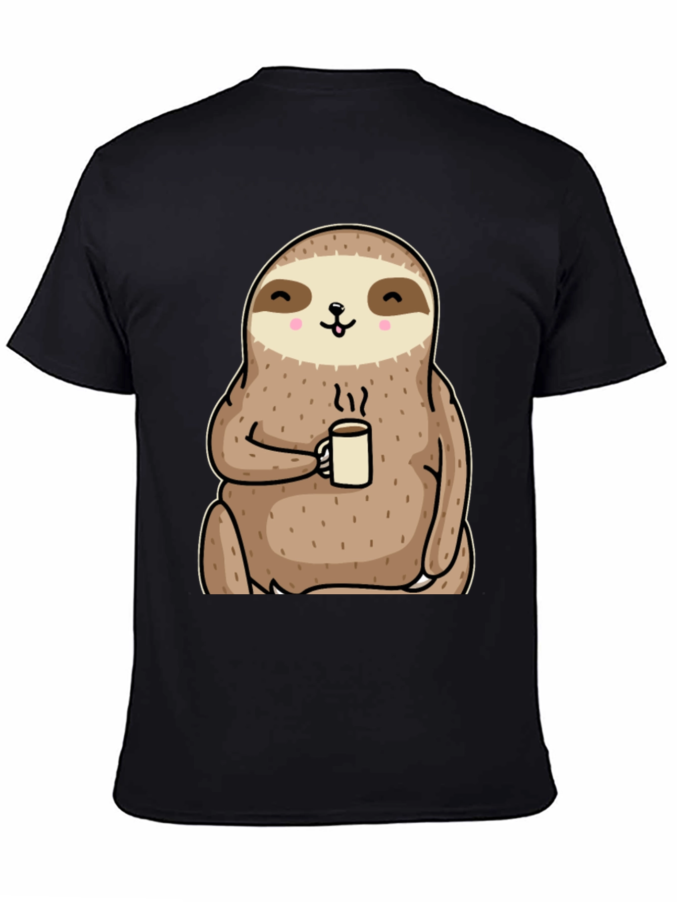 Camiseta con diseño de perezoso tomando café