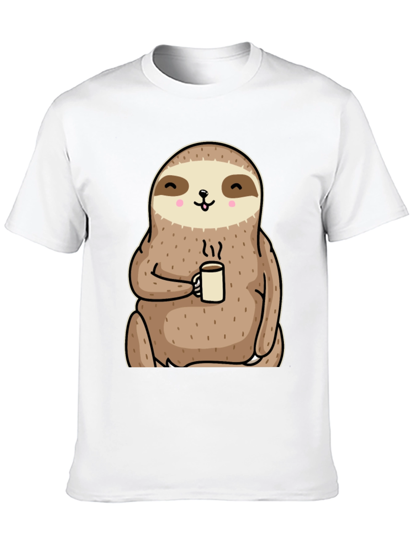 Camiseta con diseño de perezoso tomando café