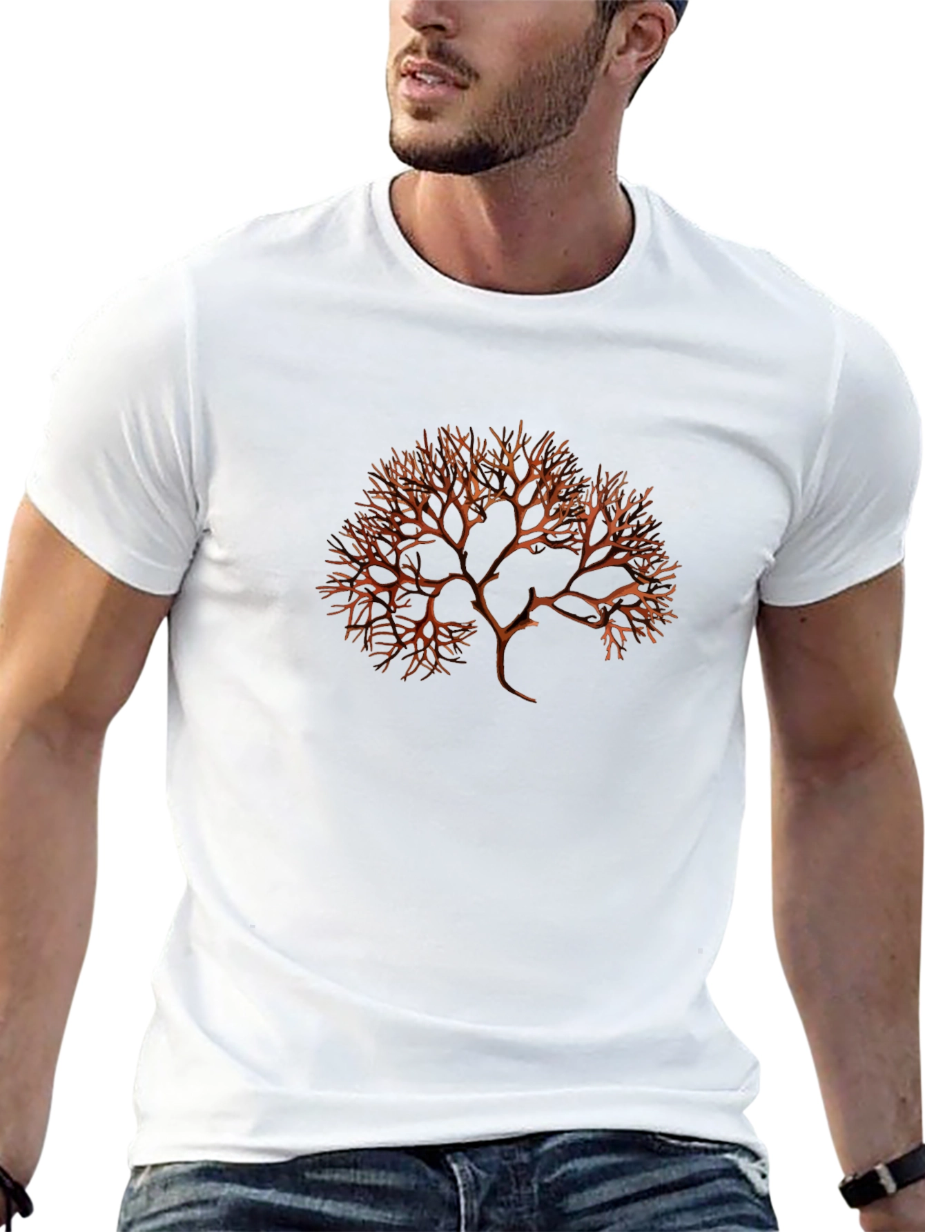 Camiseta Negra con Diseño Abstracto de Árbol