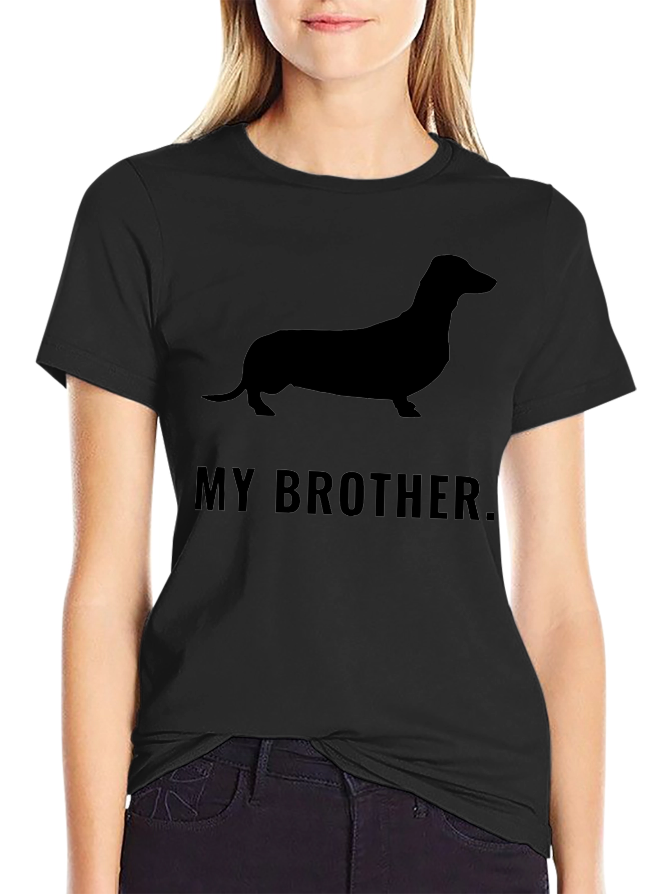 Camiseta Negra Mi Hermano Dachshund