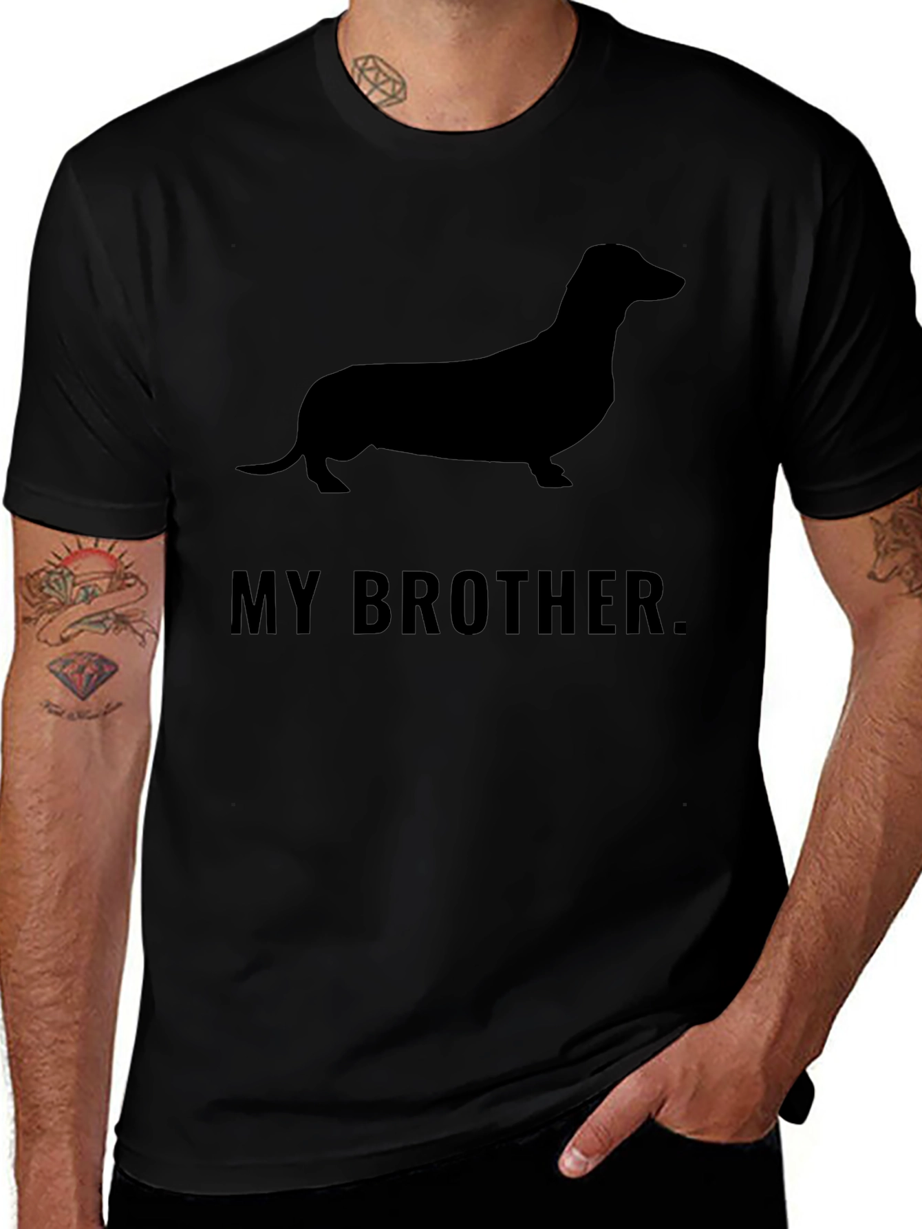 Camiseta Negra Mi Hermano Dachshund