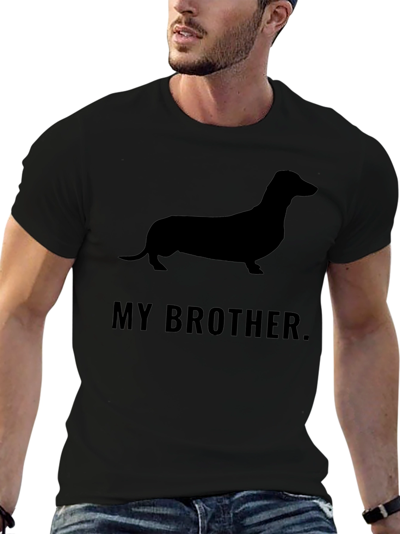 Camiseta Negra Mi Hermano Dachshund