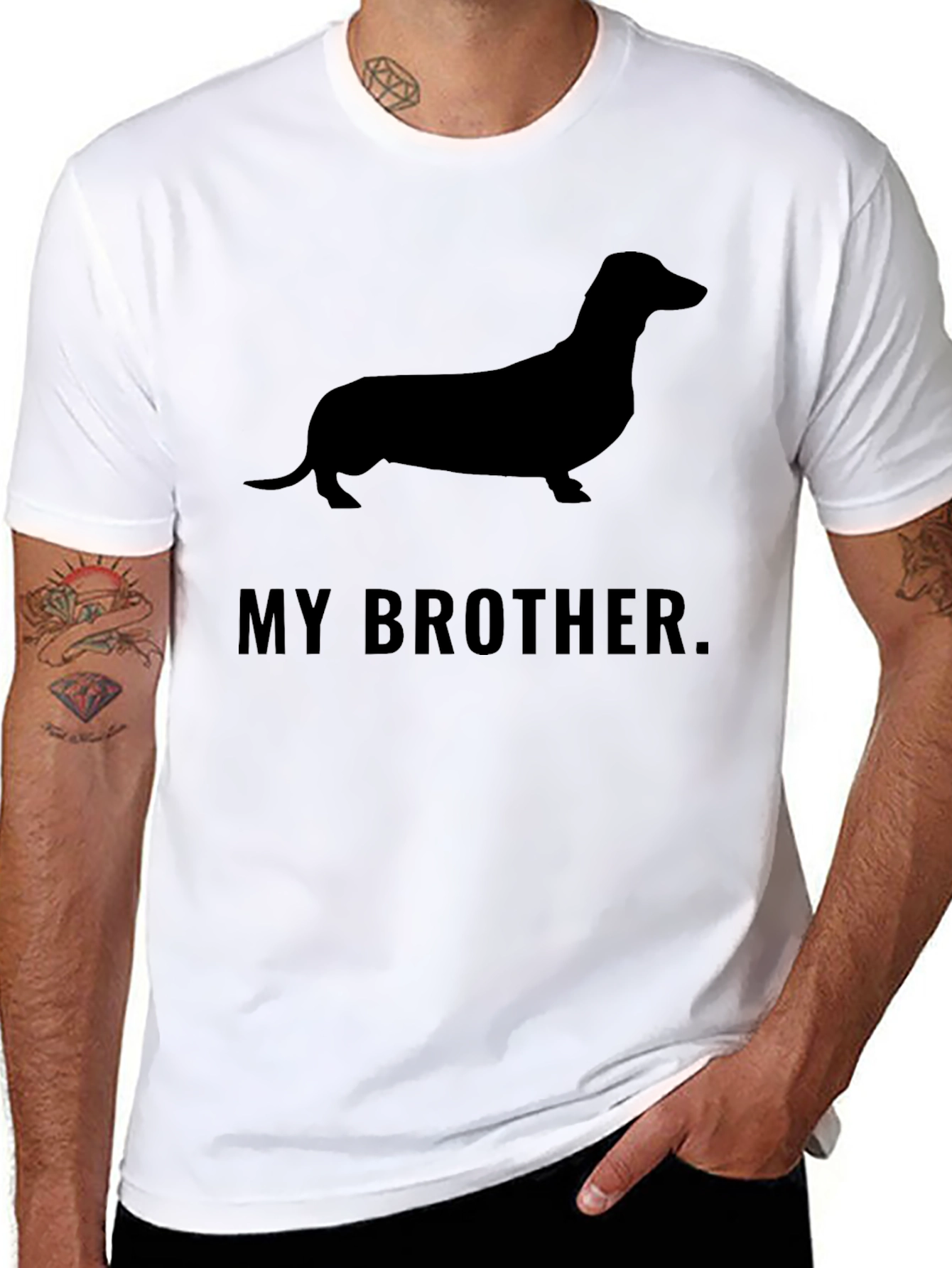 Camiseta Negra Mi Hermano Dachshund