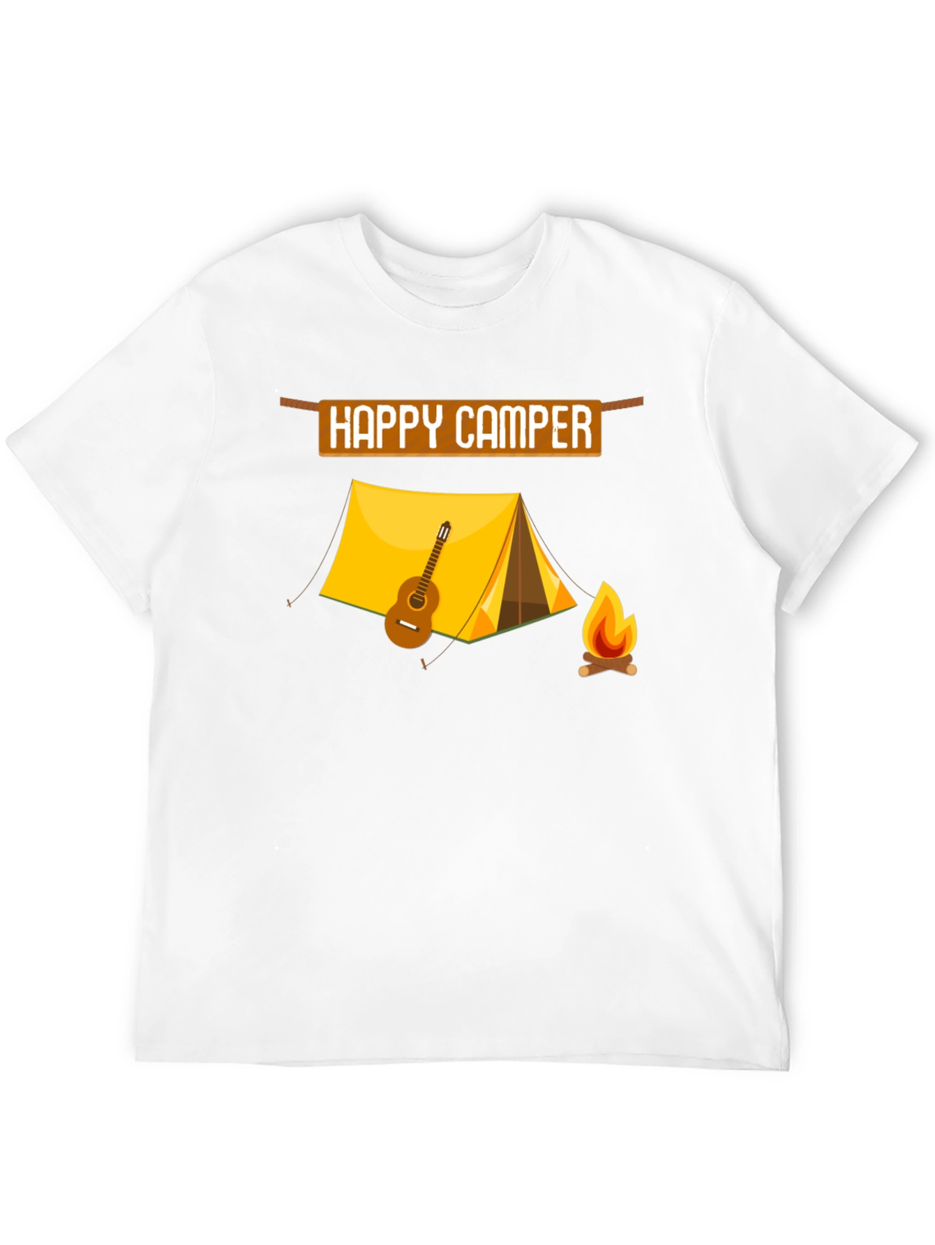 Camiseta Negra Happy Camper con Diseño de Camping