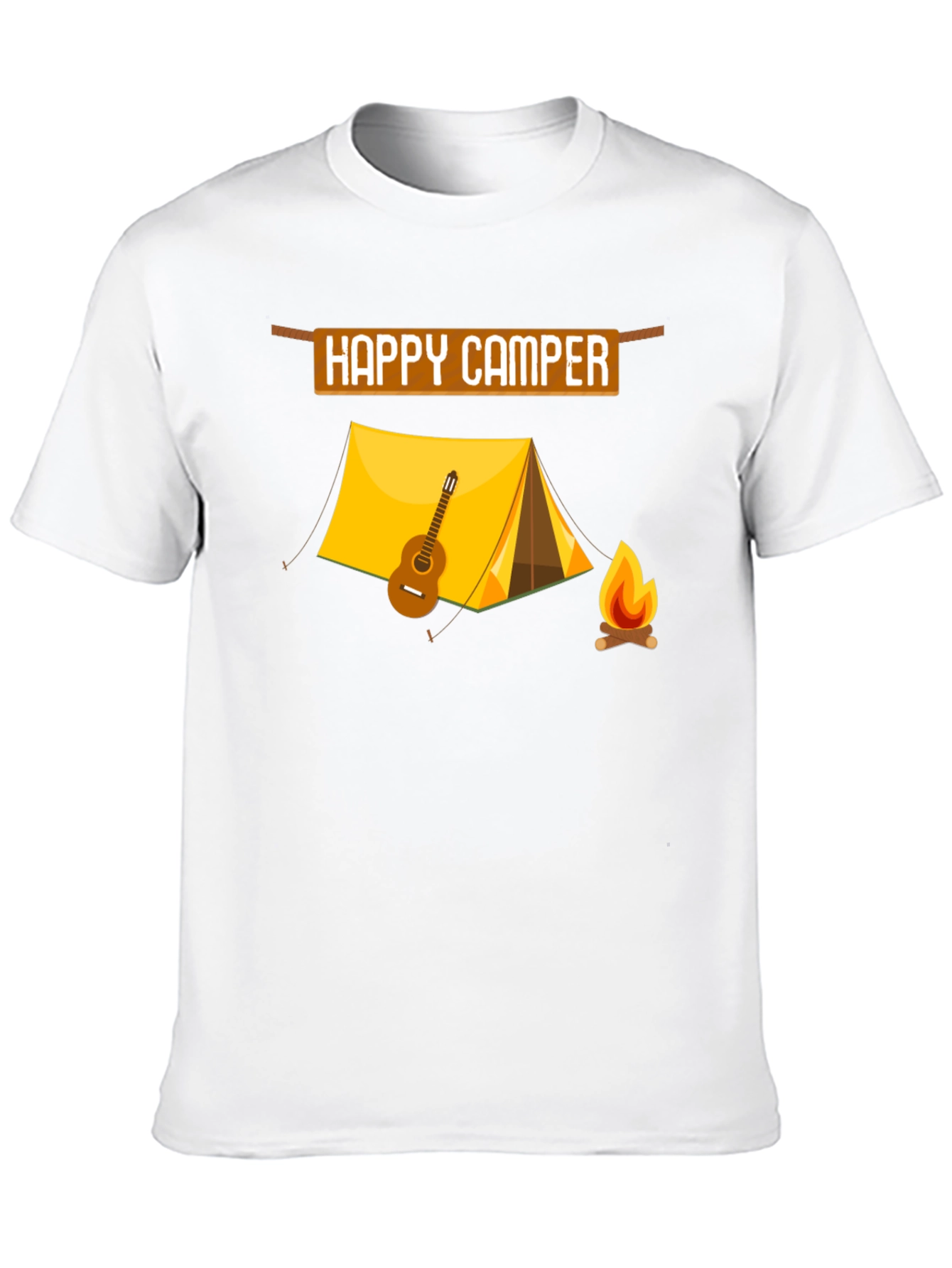 Camiseta Negra Happy Camper con Diseño de Camping