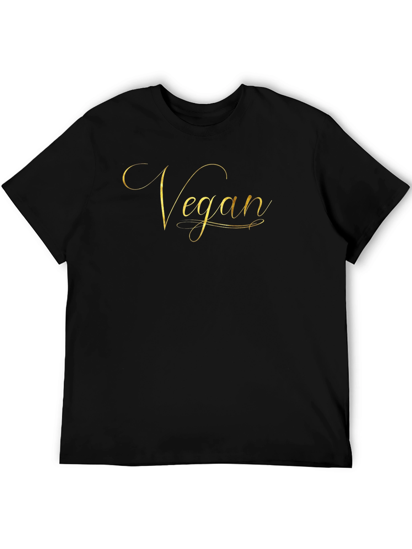 Camiseta Negra Vegana Diseño Dorado Elegante