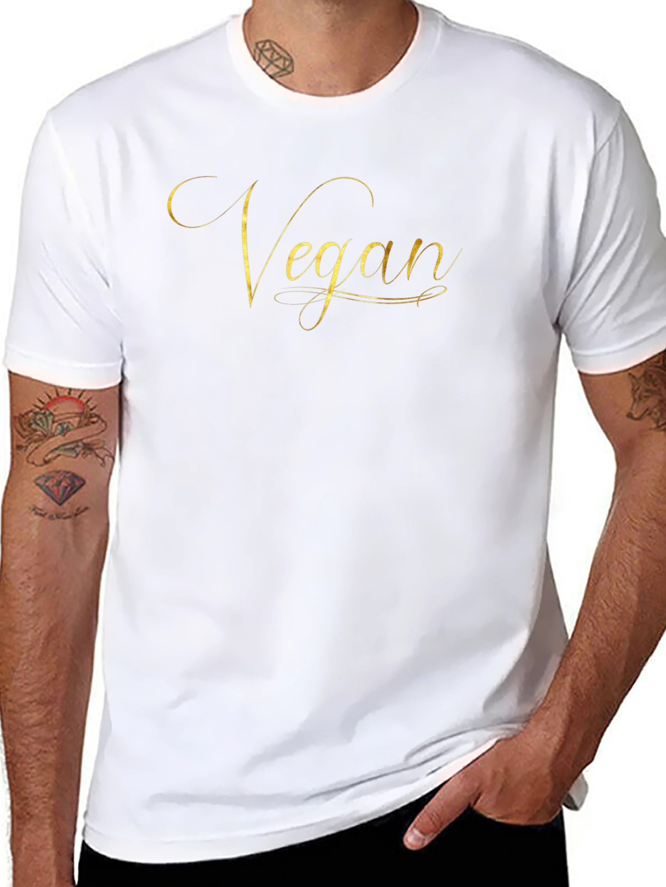 Camiseta Negra Vegana Diseño Dorado Elegante