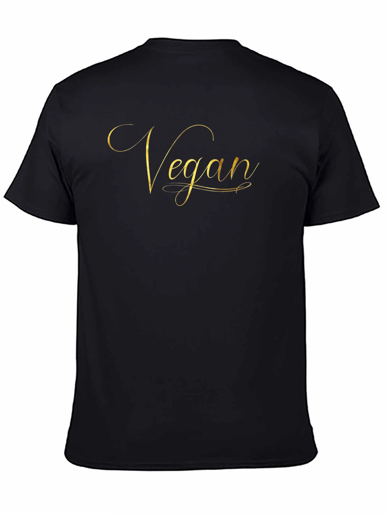 Camiseta Negra Vegana Diseño Dorado Elegante