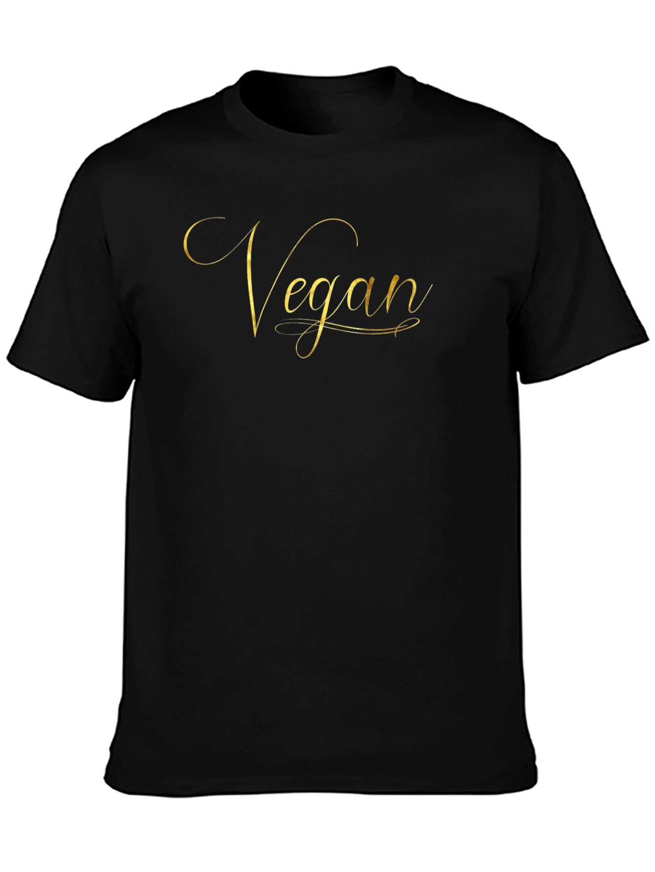 Camiseta Negra Vegana Diseño Dorado Elegante