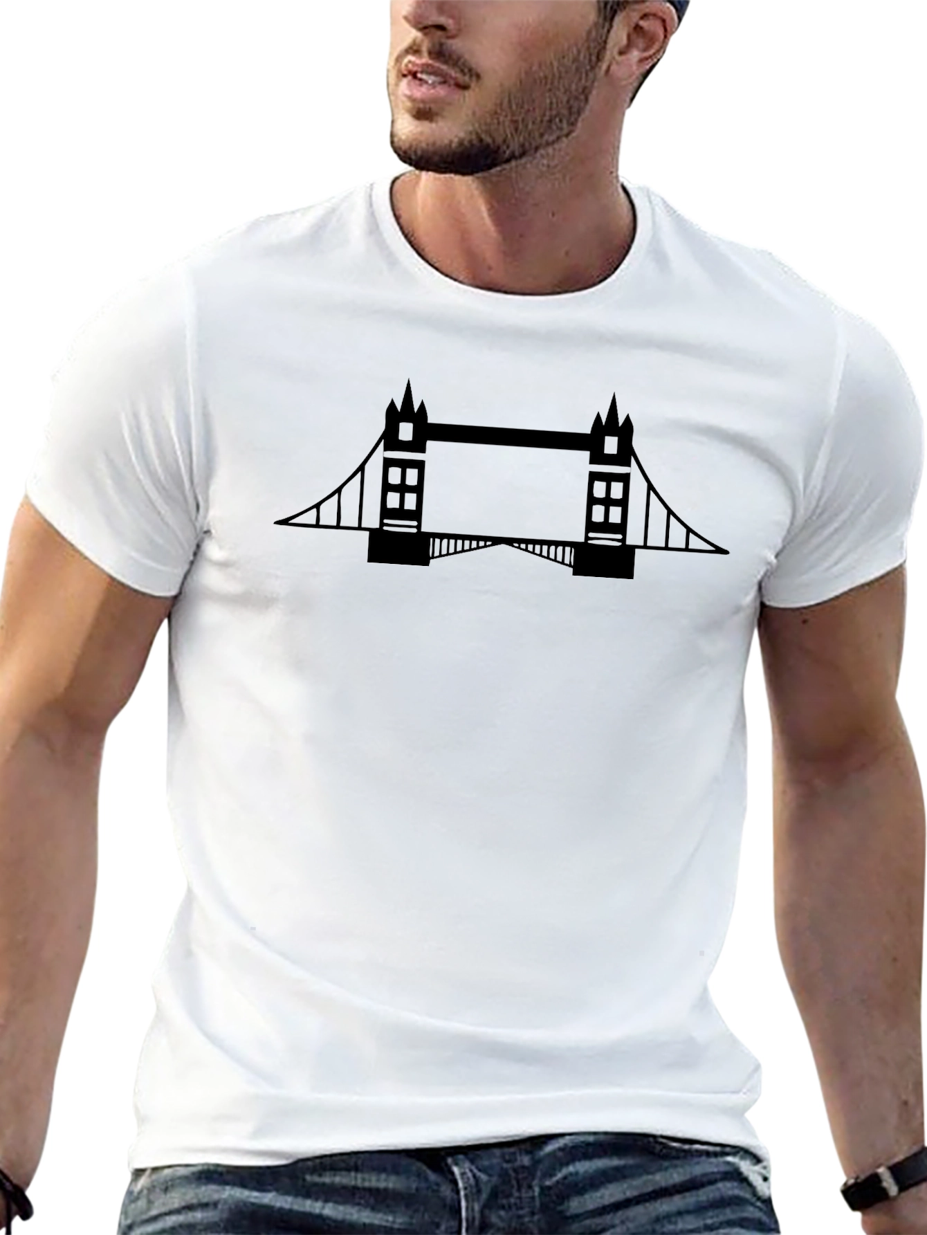 Camiseta Hombre Negra Puente de Londres Diseño Gráfico