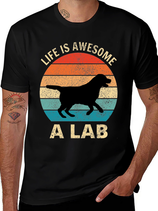 Camiseta La Vida es Genial con un Labrador