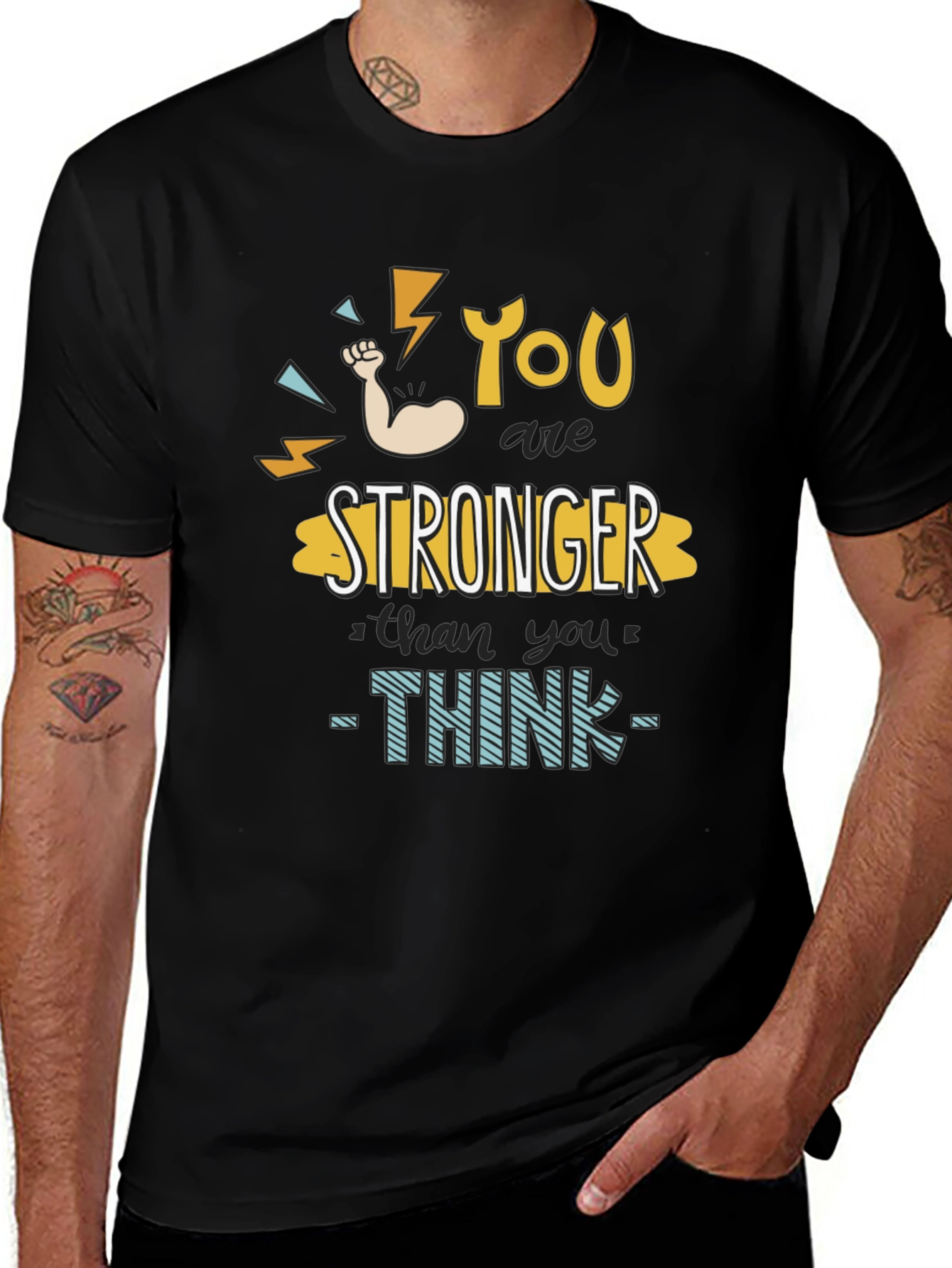 Camiseta Negra Motivacional Eres Más Fuerte