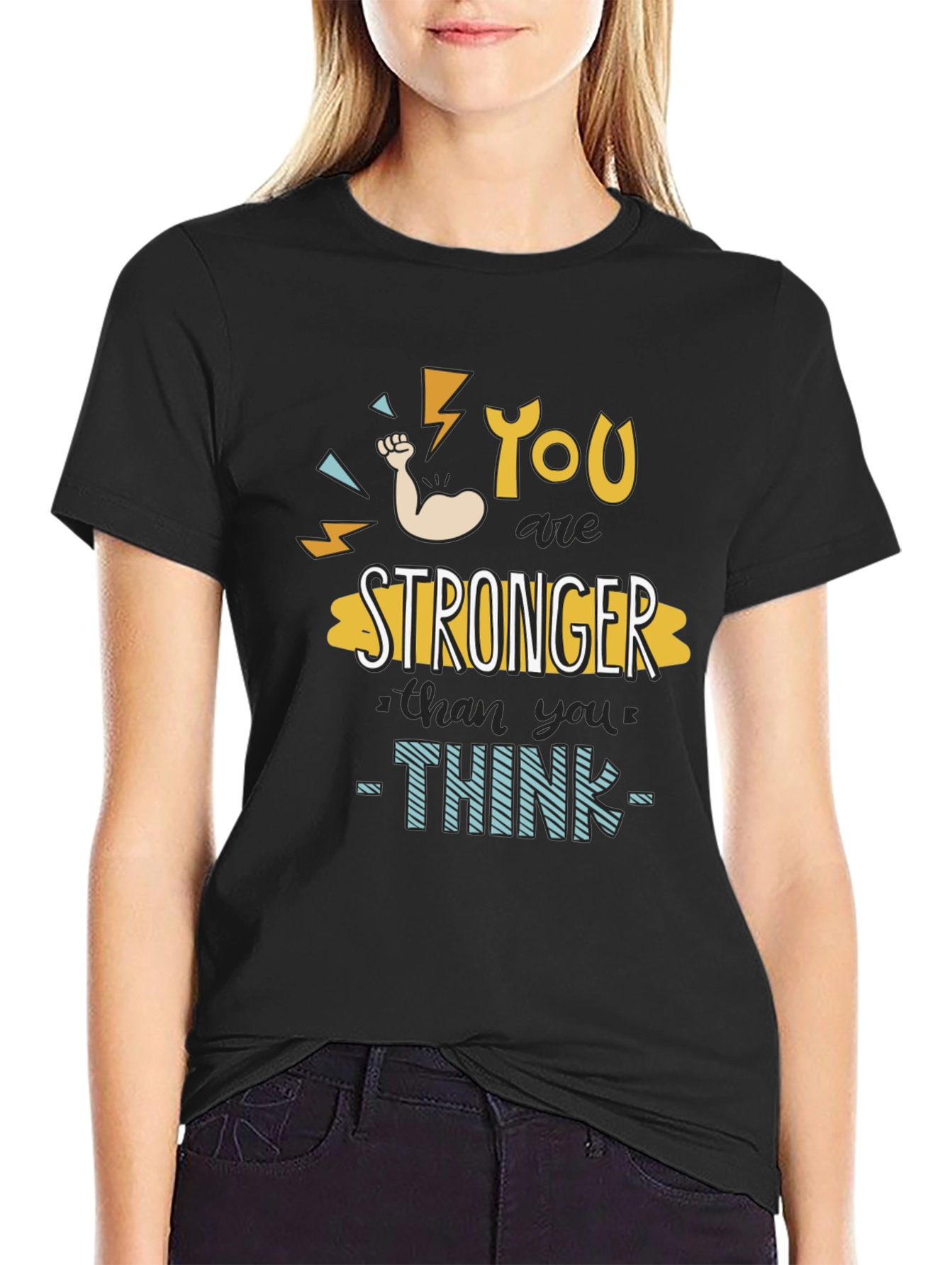 Camiseta Negra Motivacional Eres Más Fuerte