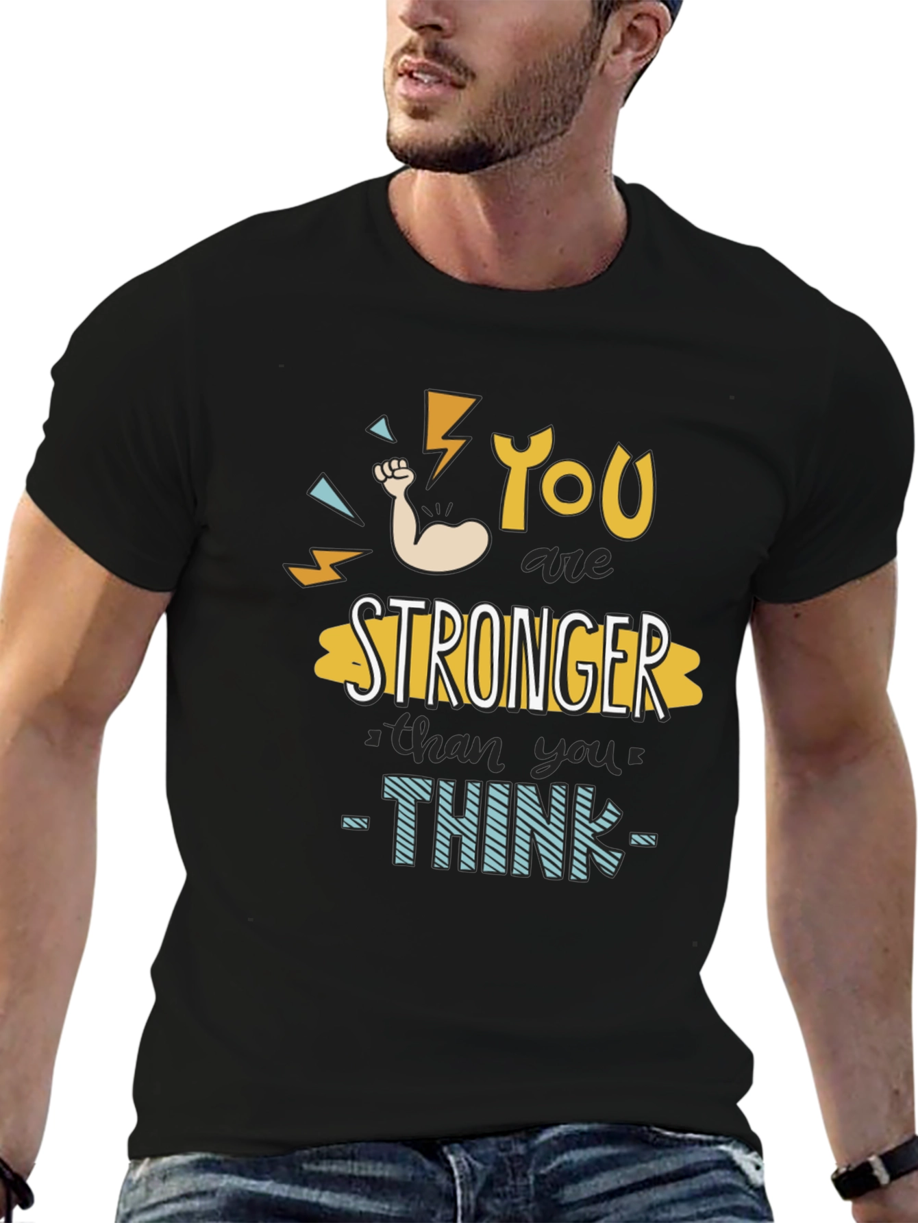 Camiseta Negra Motivacional Eres Más Fuerte