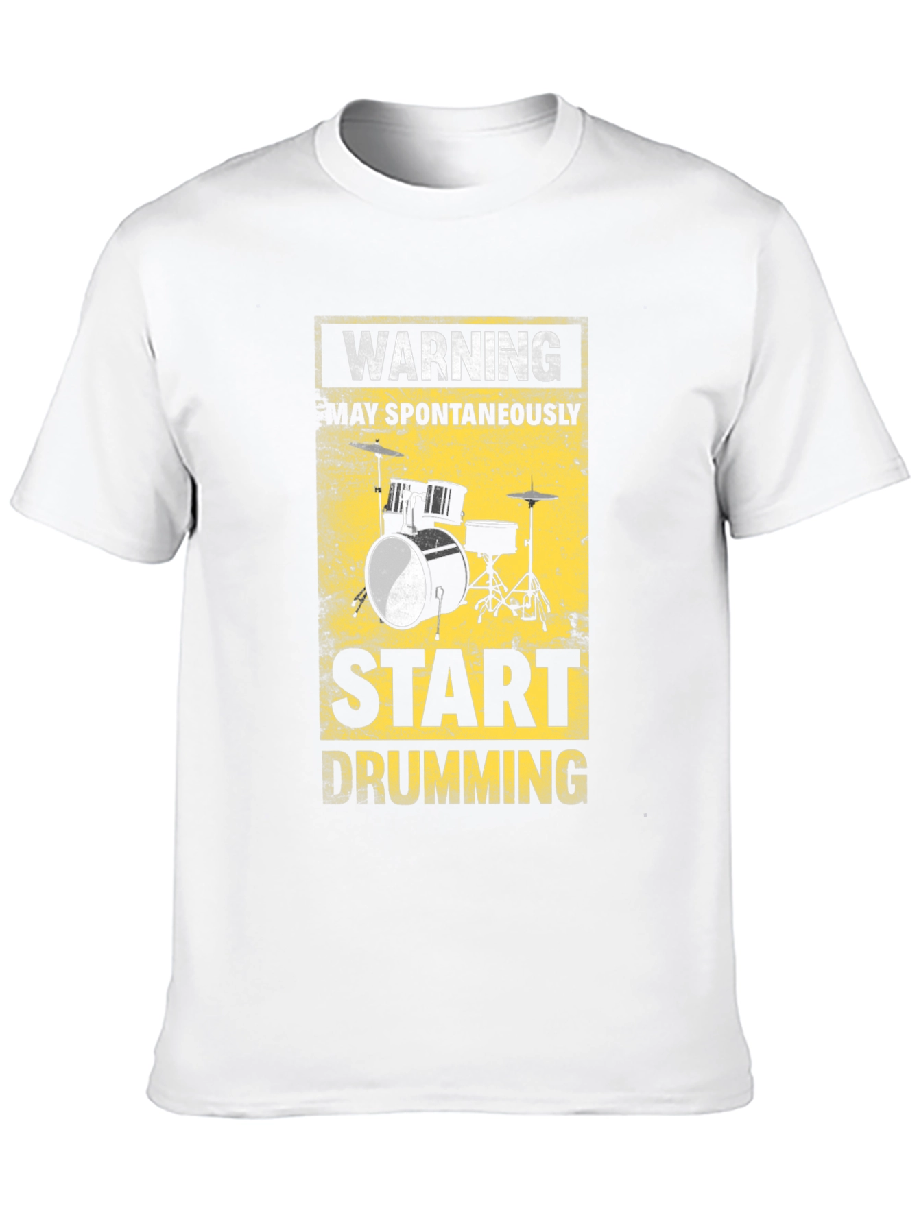 Camiseta Negra Warning: Start Drumming para Músicos