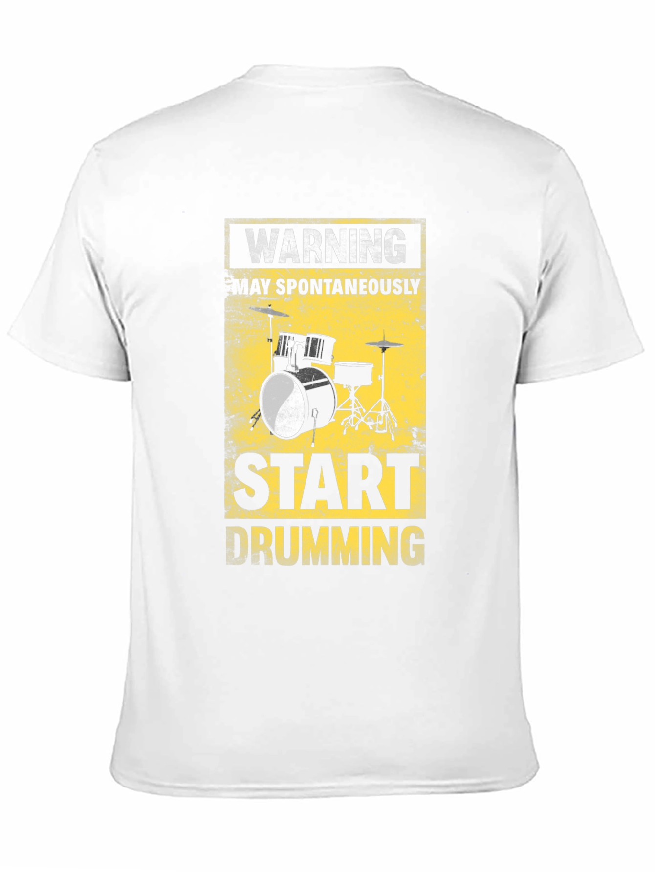 Camiseta Negra Warning: Start Drumming para Músicos