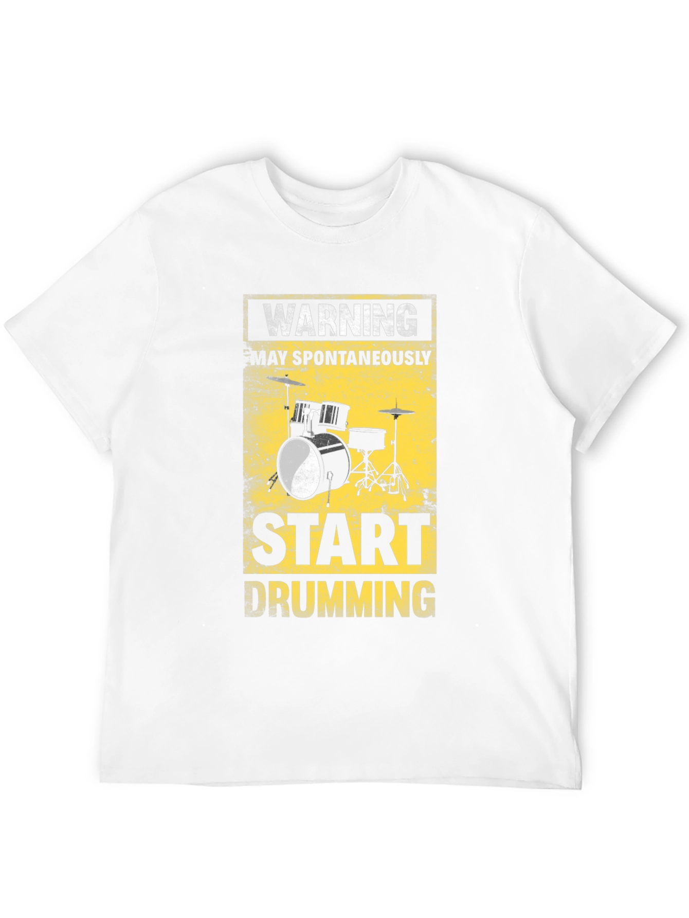 Camiseta Negra Warning: Start Drumming para Músicos