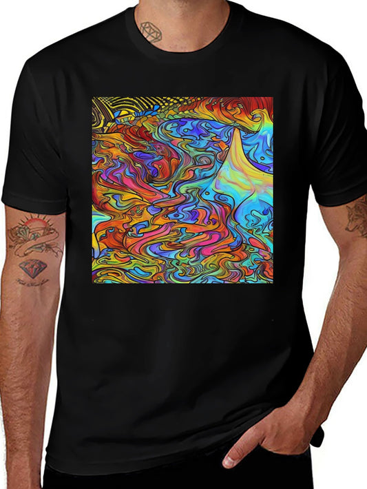 Camiseta Hombre Estampado Psicodélico Colorida