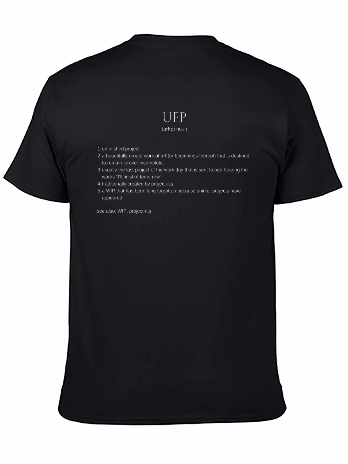 Camiseta Negra UFP: Proyecto Inacabado con Humor