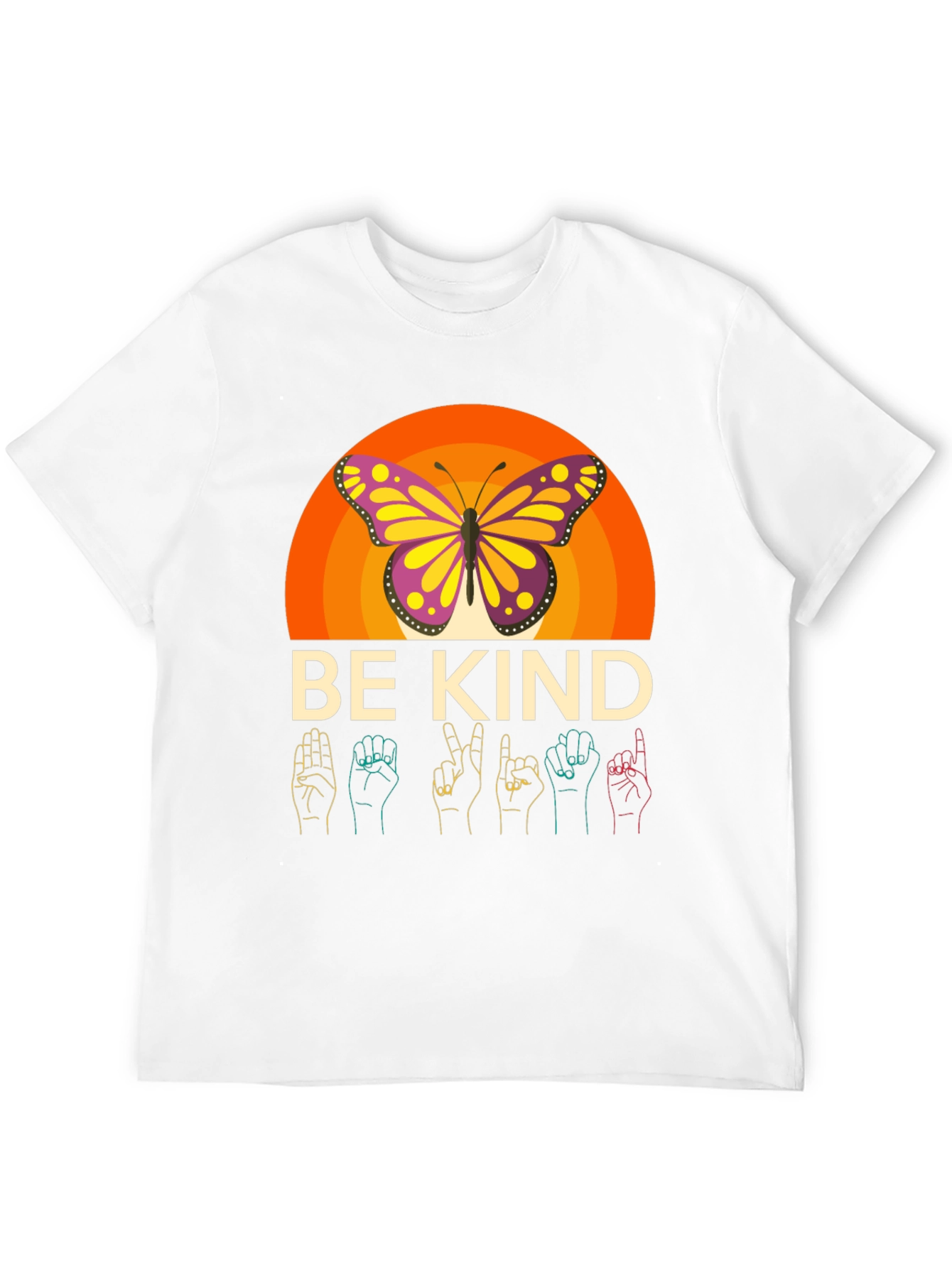 Camiseta Negra Be Kind Mariposa y Lenguaje de Señas