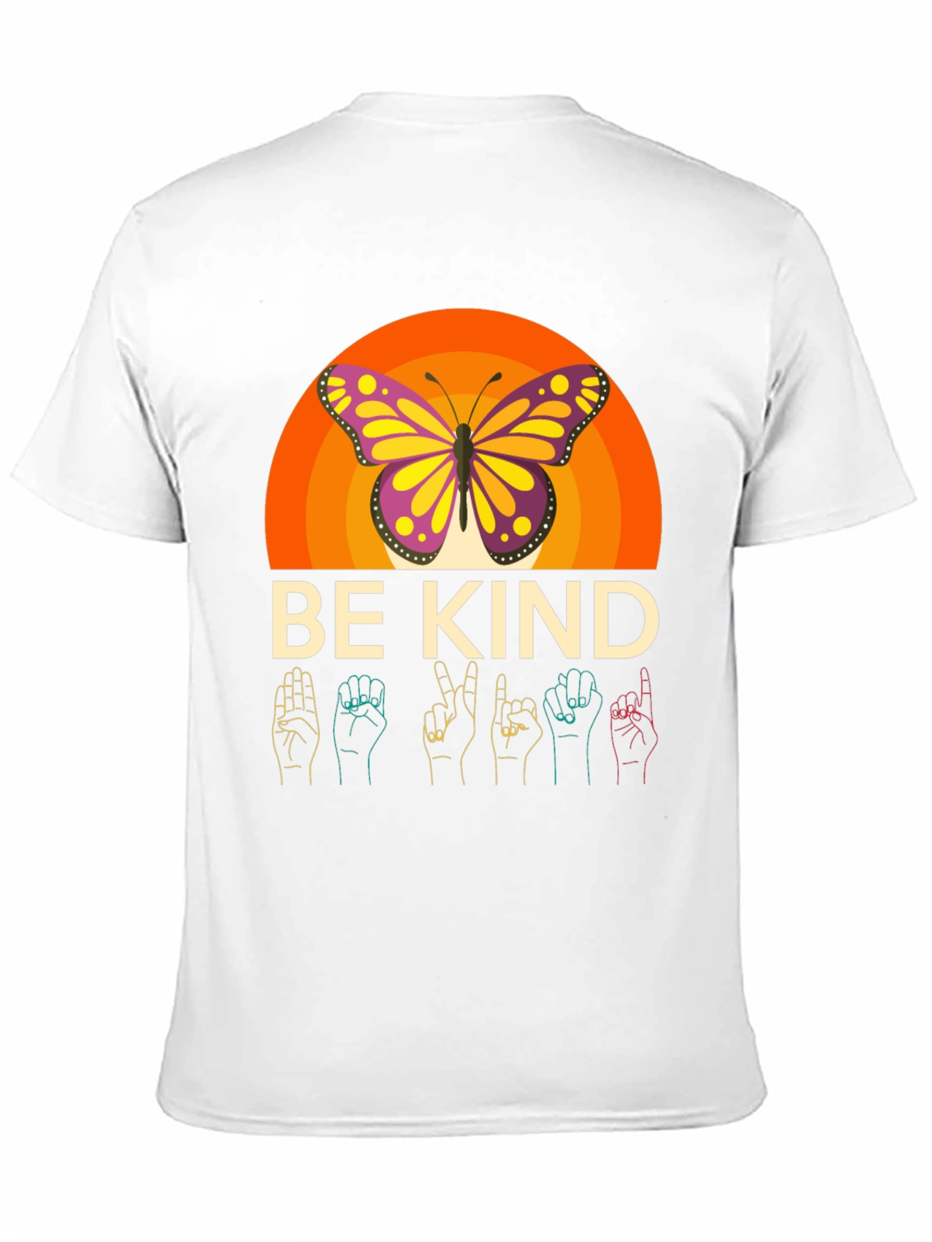 Camiseta Negra Be Kind Mariposa y Lenguaje de Señas