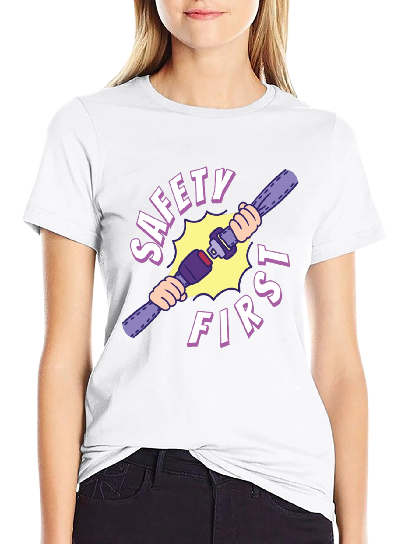 Camiseta Negra Safety First con Cinturón de Seguridad