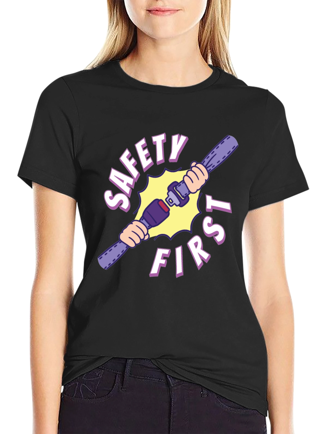 Camiseta Negra Safety First con Cinturón de Seguridad