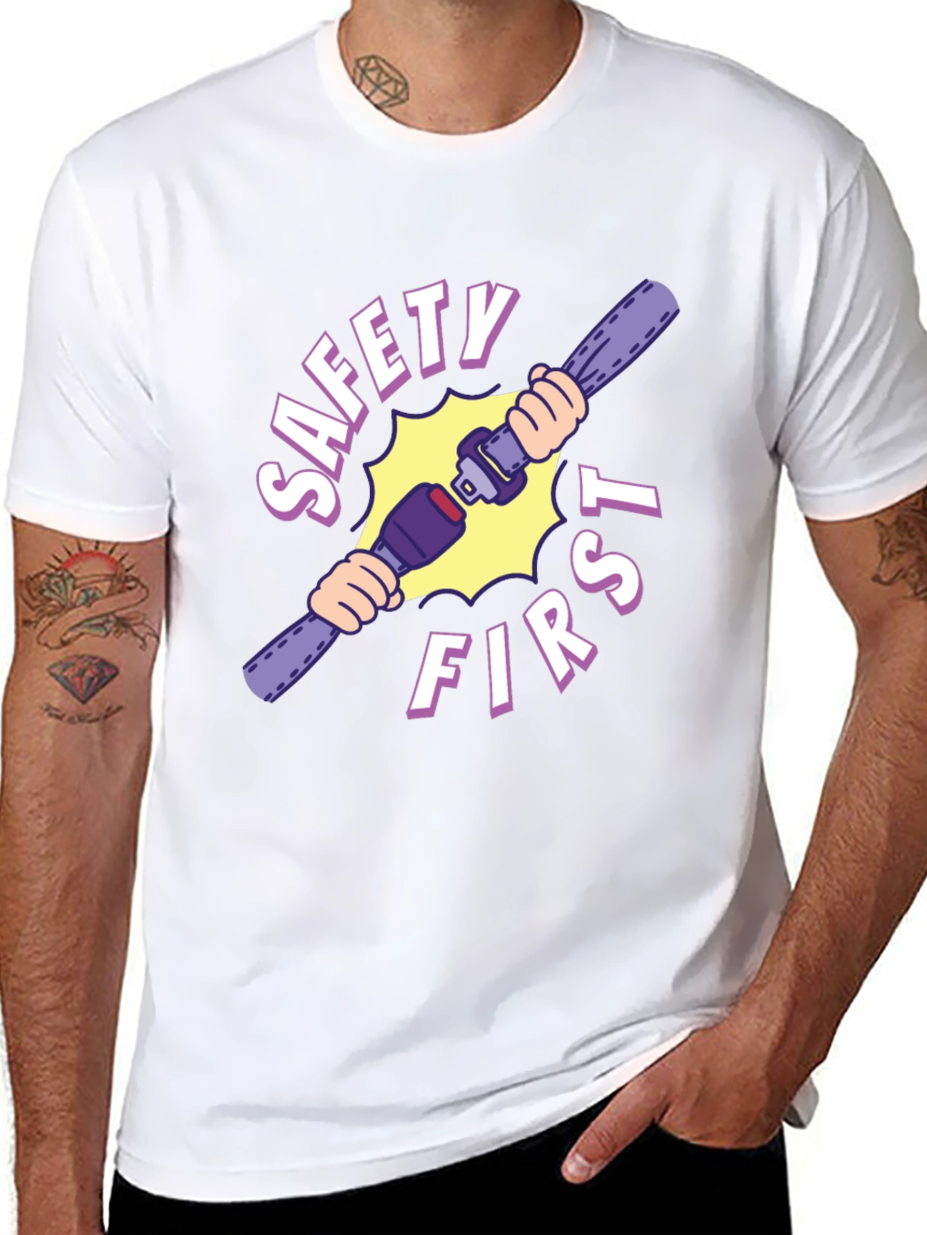 Camiseta Negra Safety First con Cinturón de Seguridad