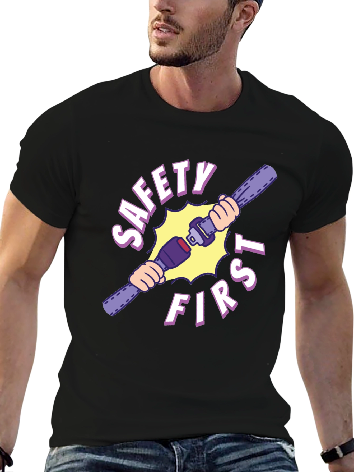 Camiseta Negra Safety First con Cinturón de Seguridad