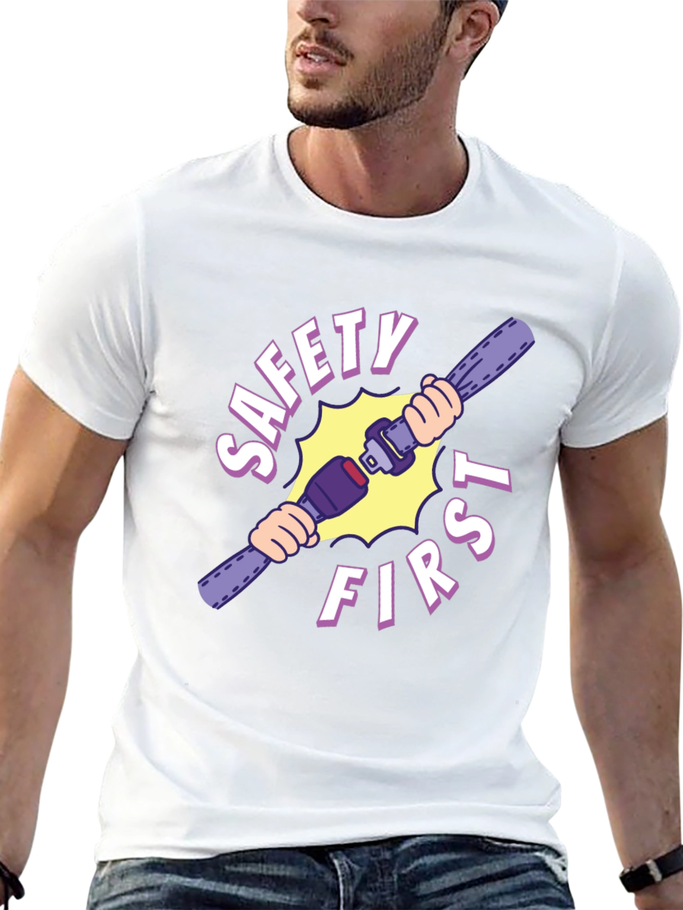 Camiseta Negra Safety First con Cinturón de Seguridad