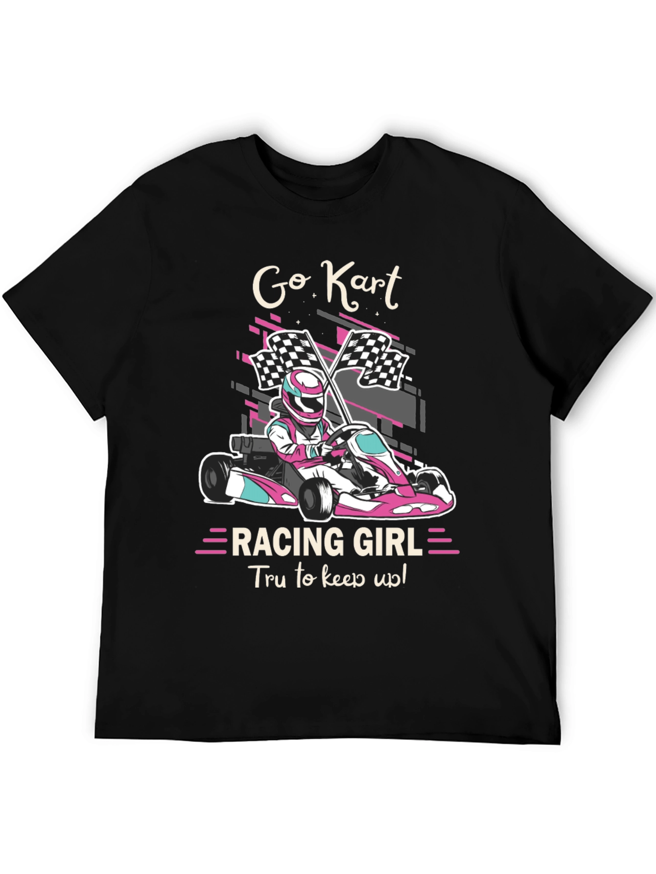 Camiseta Negra Go Kart Racing Girl