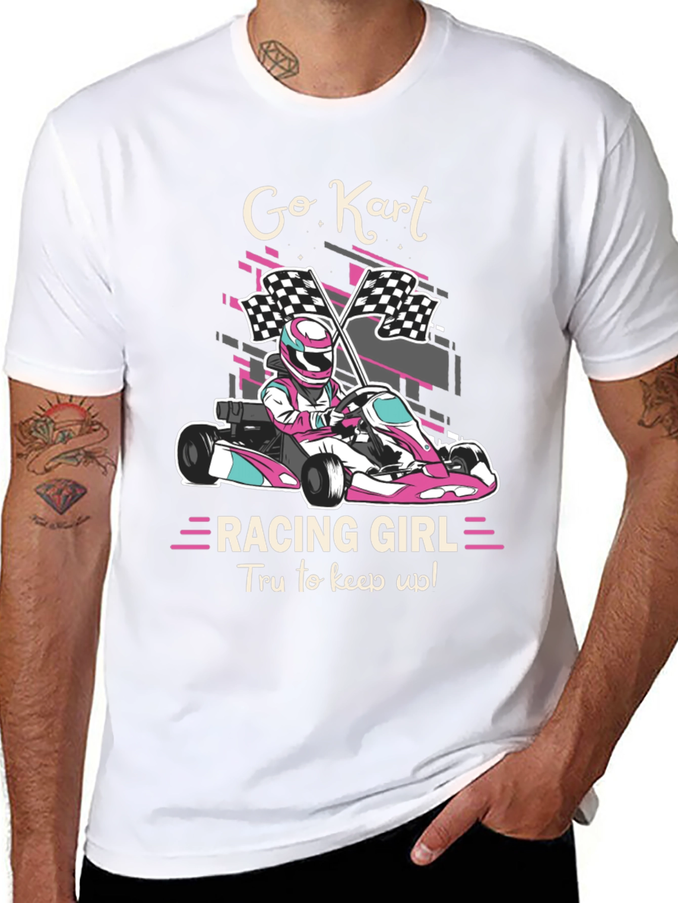 Camiseta Negra Go Kart Racing Girl