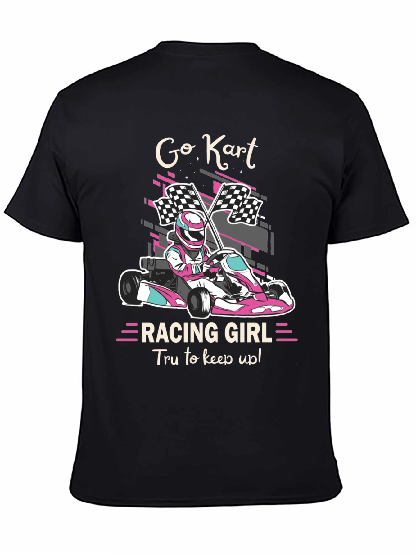 Camiseta Negra Go Kart Racing Girl