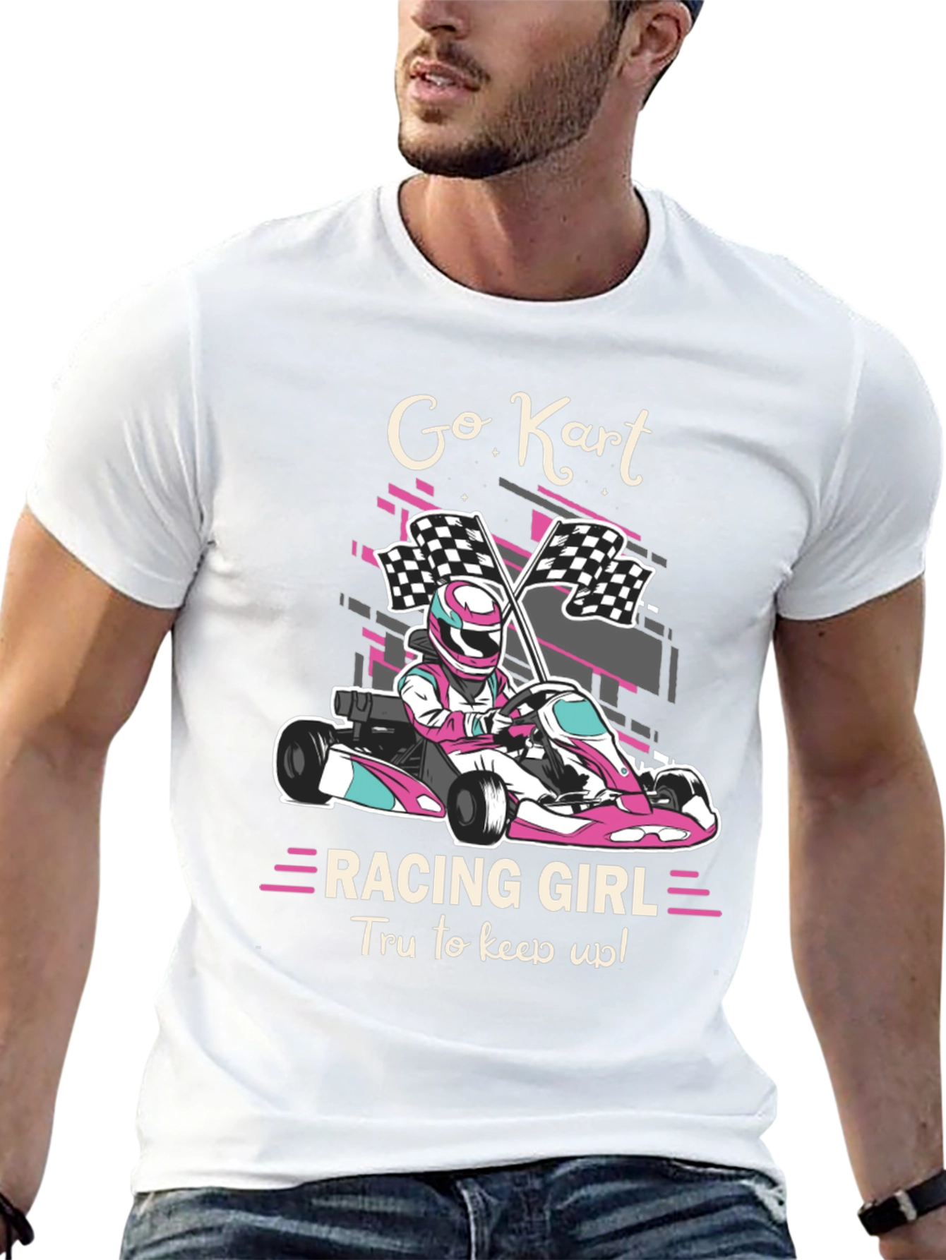 Camiseta Negra Go Kart Racing Girl