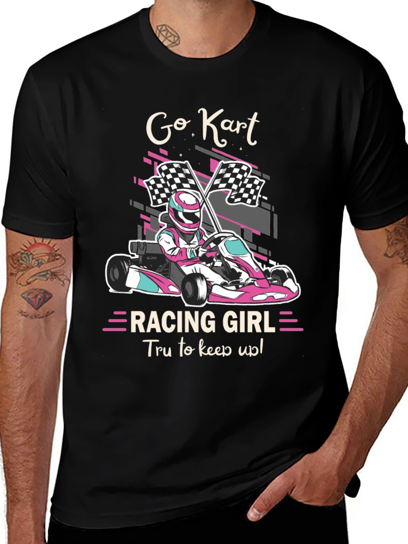 Camiseta Negra Go Kart Racing Girl