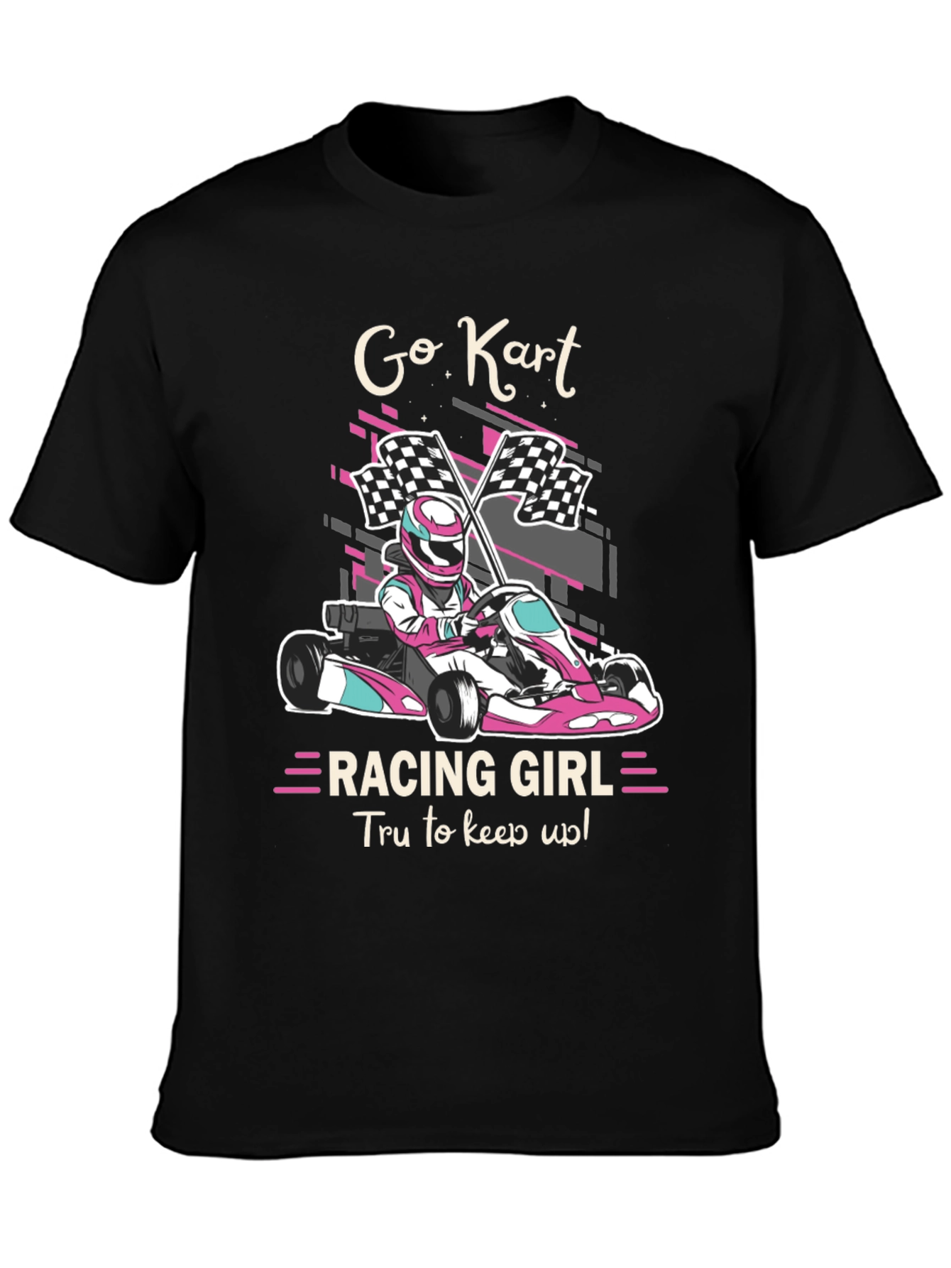 Camiseta Negra Go Kart Racing Girl