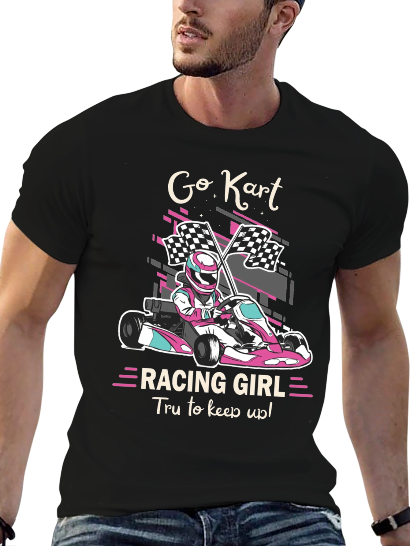 Camiseta Negra Go Kart Racing Girl