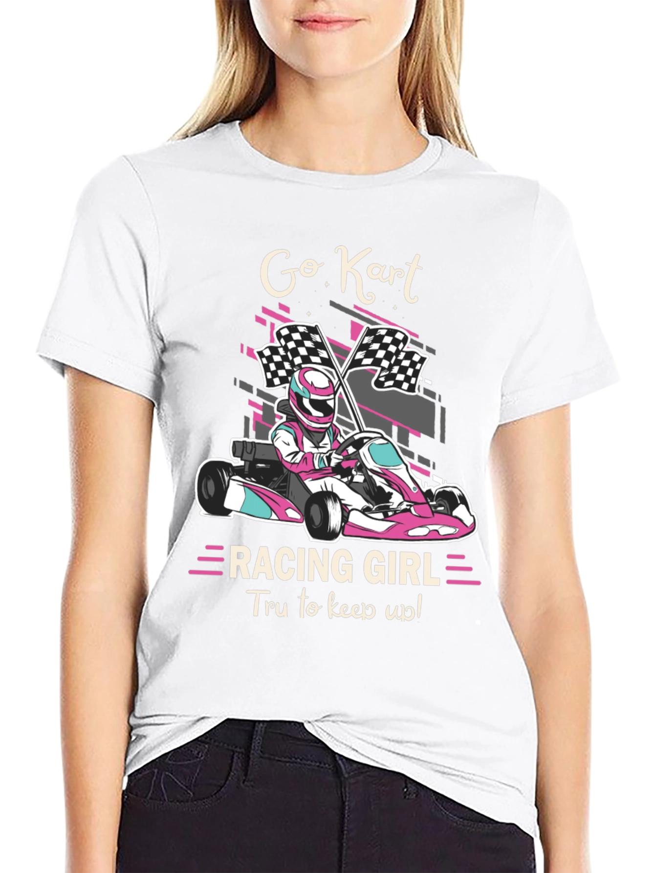 Camiseta Negra Go Kart Racing Girl