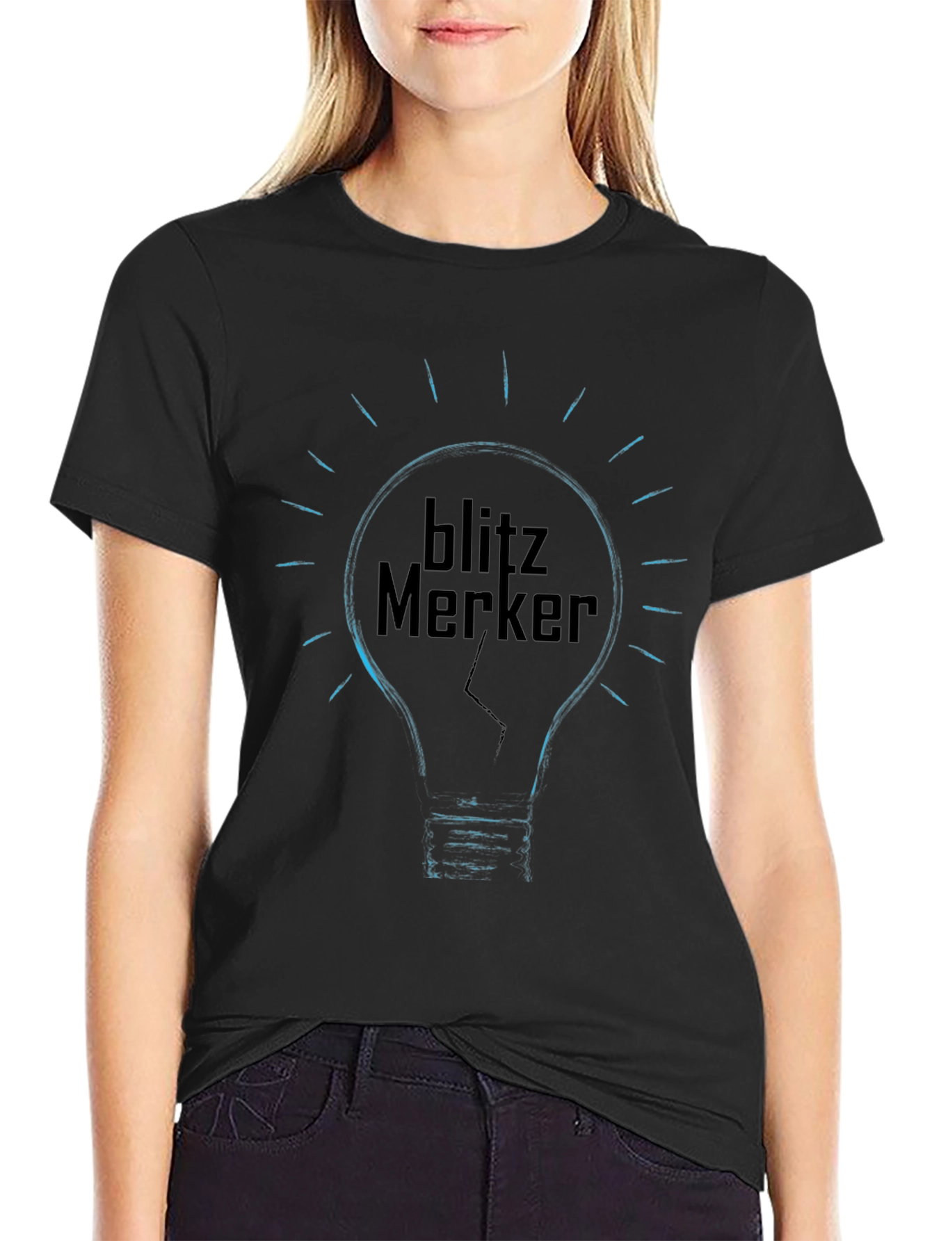 Camiseta Negra Blitz Merker Diseño Bombilla