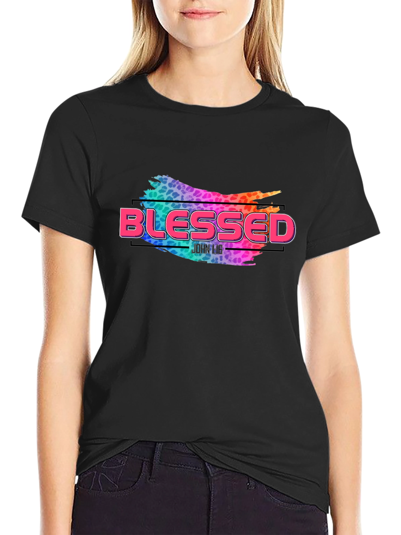 Camiseta Negra Blessed Diseño Abstracto