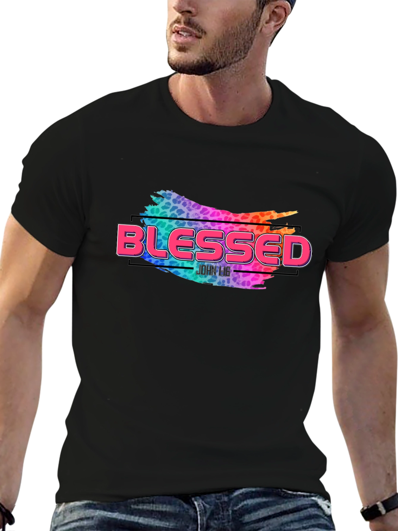 Camiseta Negra Blessed Diseño Abstracto