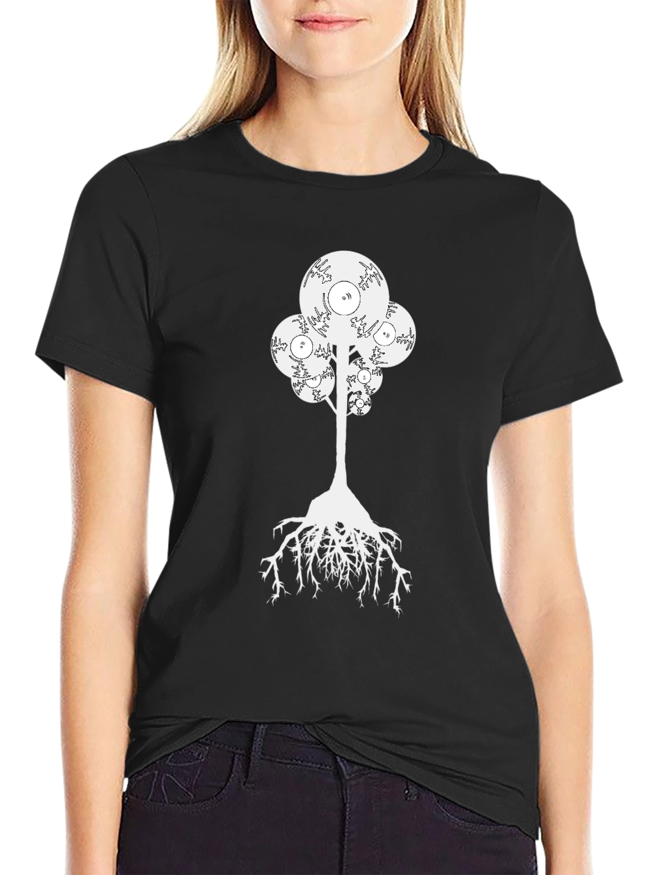 Camiseta Negra Árbol de Vinilos Única y Original