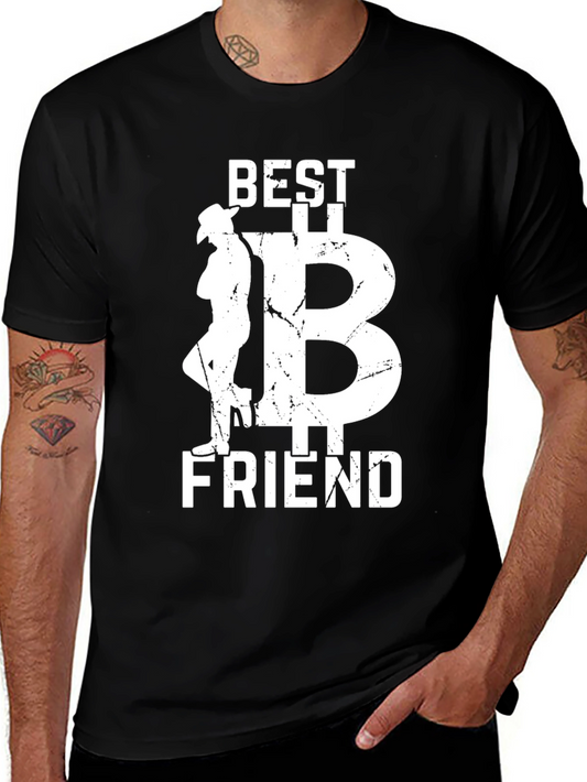 Camiseta Negra: Mejor Amigo con Diseño Bitcoin